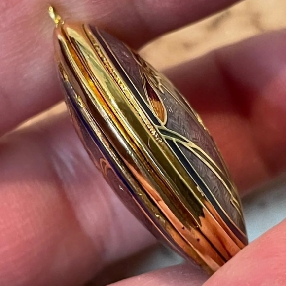 Vintage Cloisonne Locket Pendant - Picture 3 of 5